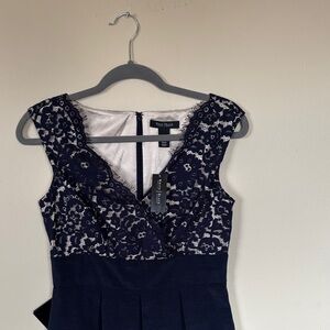 White House Black Market Navy Lace Midi Dress